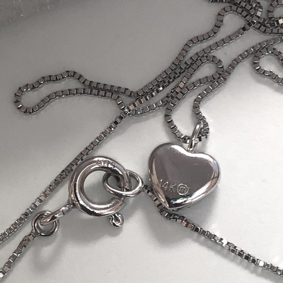 14K White Gold XS Pave Diamond Heart Necklace - Picture 8 of 14